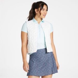 CALIA Quilted Down Cropped White Golf Vest